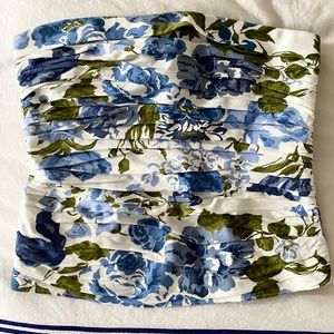 Reformation strapless corset/bustier floral top with ruching